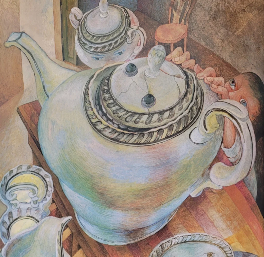 Détail de l'illustration de La théière de Hans Christian Andersen, Contes, p.521 et suivantes, Gründ